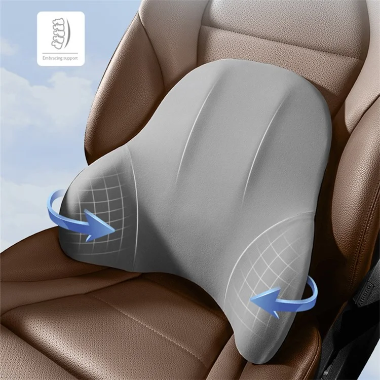CHEGES Memory Foam Fatigue Relieve Car Lumbar Support Cushion Headrest Neck Pillow Set - Grau