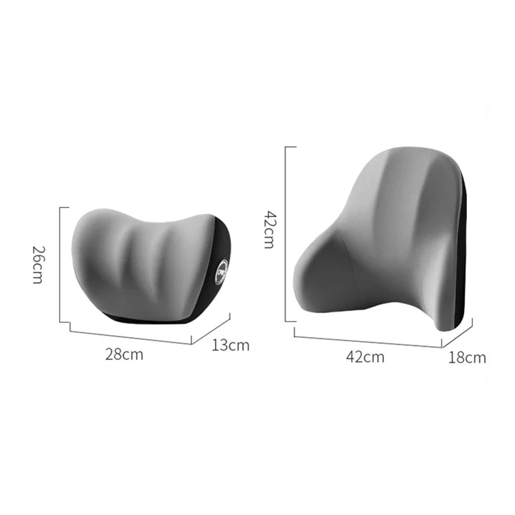 CHEGES Memory Foam Fatigue Relieve Car Lumbar Support Cushion Headrest Neck Pillow Set - Grau