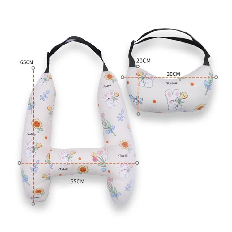 SWIMMDIARY H-Shape Kid Sleeping Head Support Car Seat Safety Neck Pillow Travel Cushion - Rabbit in Skirt