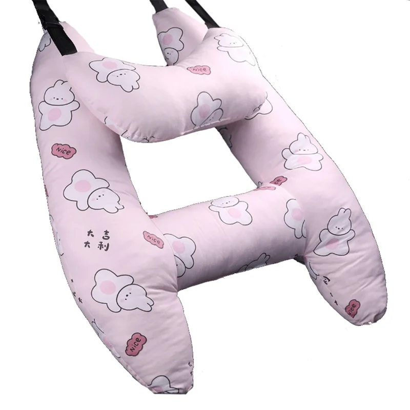 SWIMMDIARY H-Shape Kid Sleeping Head Support Car Seat Safety Neck Pillow Travel Cushion - Bunny