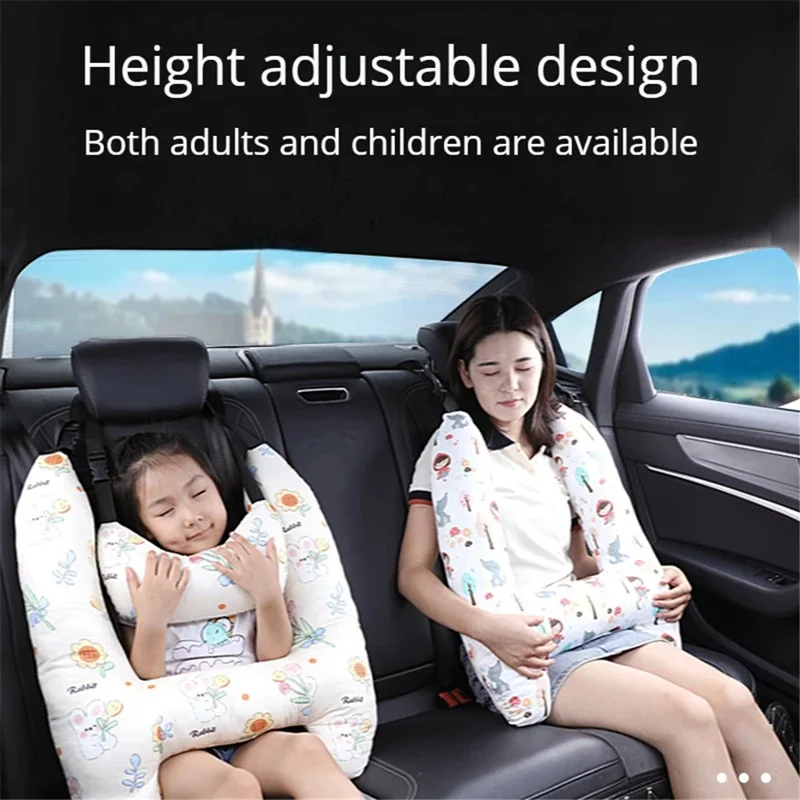 SWIMMDIARY H-Shape Kid Sleeping Head Support Car Seat Safety Neck Pillow Travel Cushion - Bunny