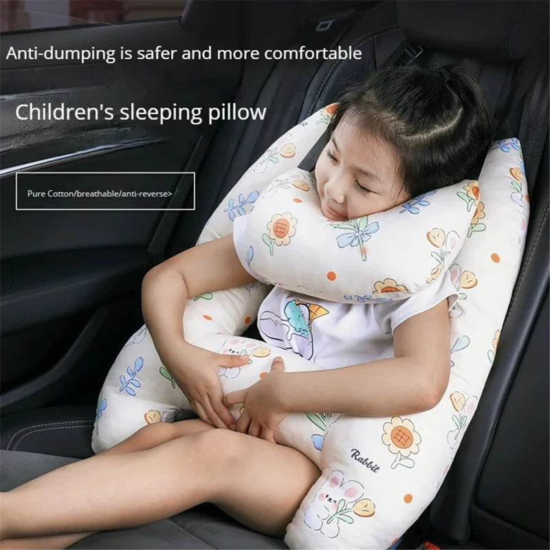 SWIMMDIARY H-Shape Kid Sleeping Head Support Car Seat Safety Neck Pillow Travel Cushion - Bunny