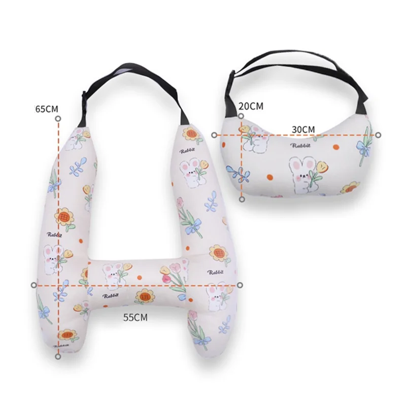 SWIMMDIARY H-Shape Kid Sleeping Head Support Car Seat Safety Neck Pillow Travel Cushion - Bunny