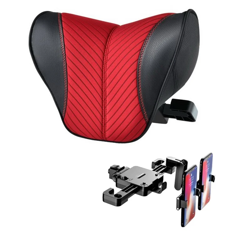 ZJ002 9D Siège d'automobile Appui-tête Universel Réglable Mécanique avec Support - Rouge
