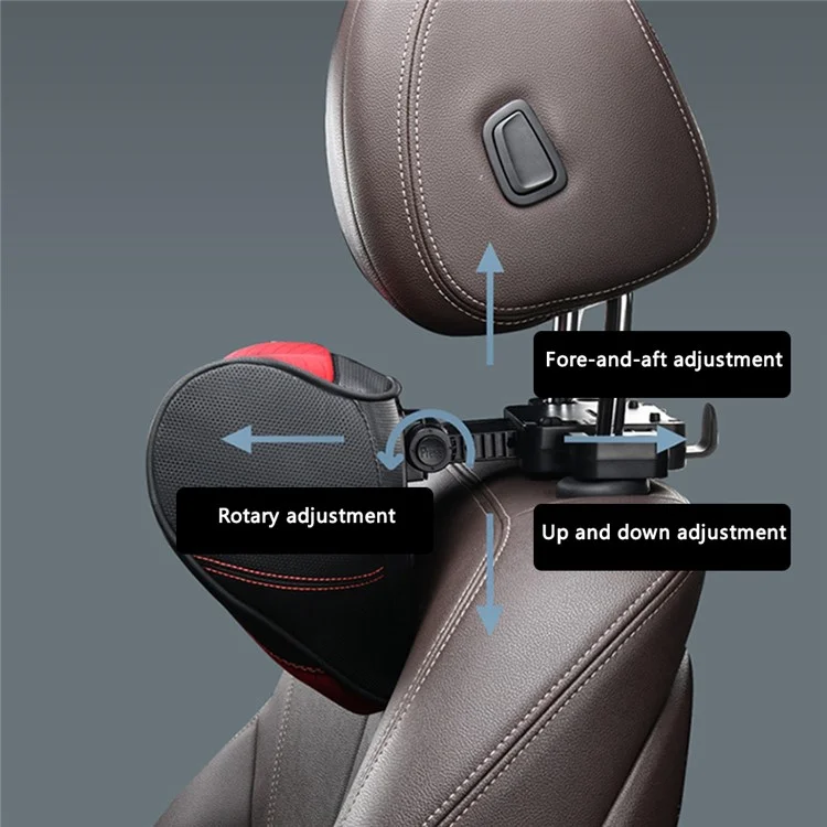 ZJ002 9D Siège d'automobile Appui-tête Universel Réglable Mécanique avec Support - Rouge