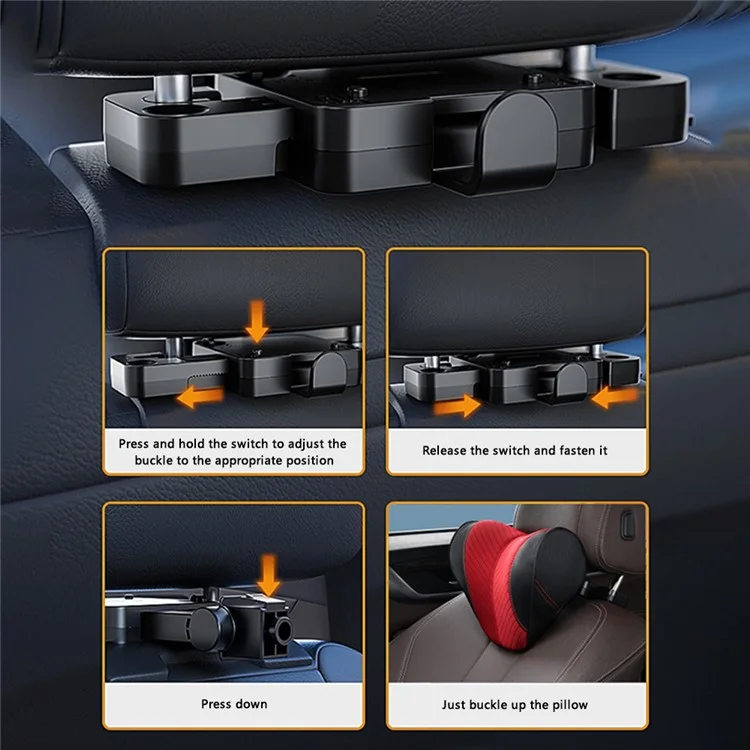ZJ002 9D Siège d'automobile Appui-tête Universel Réglable Mécanique avec Support - Rouge