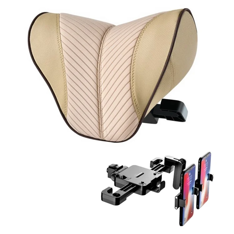 ZJ002 9D Automobil-Kopfstütze Universell verstellbar Mechanische Kopfstütze mit Halterung - Beige