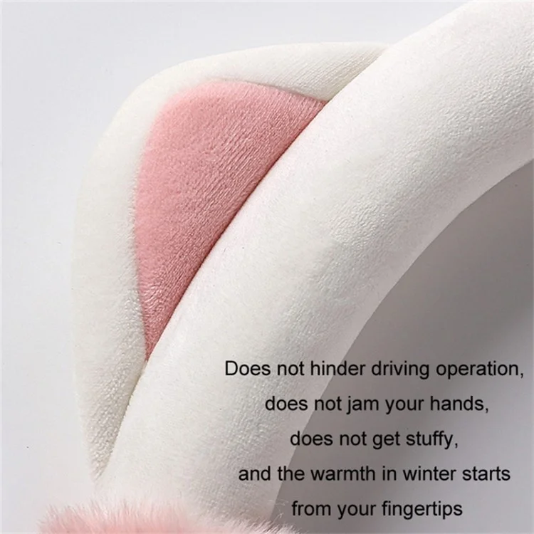 38cm Plush Steering Wheel Cover Cute Cat Non-Slip Car Steering Wheel Protector for Winter Warm - Black Grey