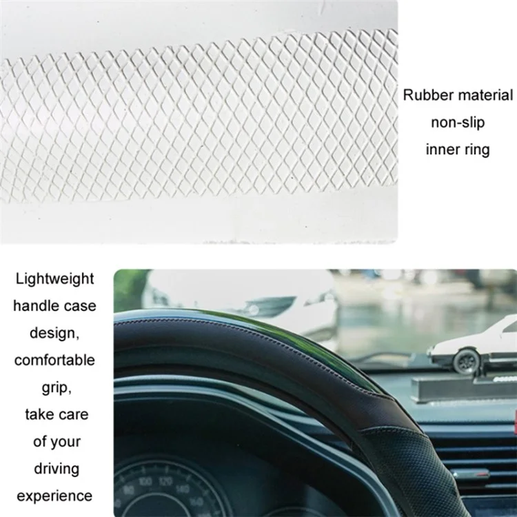 38CM O-Shaped Car Steering Wheel Cover Splicing Color Microfiber Leather Sleeve Protector - Brown