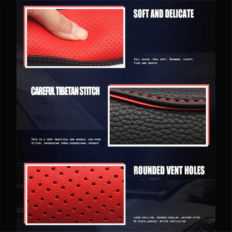 38cm D-shape Car Steering Wheel Cover Imitation Leather Anti-skid Steering Wheel Sleeve - Black+Blue Line