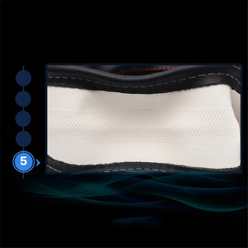 38cm Stylish Car Steering Wheel Cover Cowhide Leather Anti-skid Steering Wheel Sleeve - Black+Blue