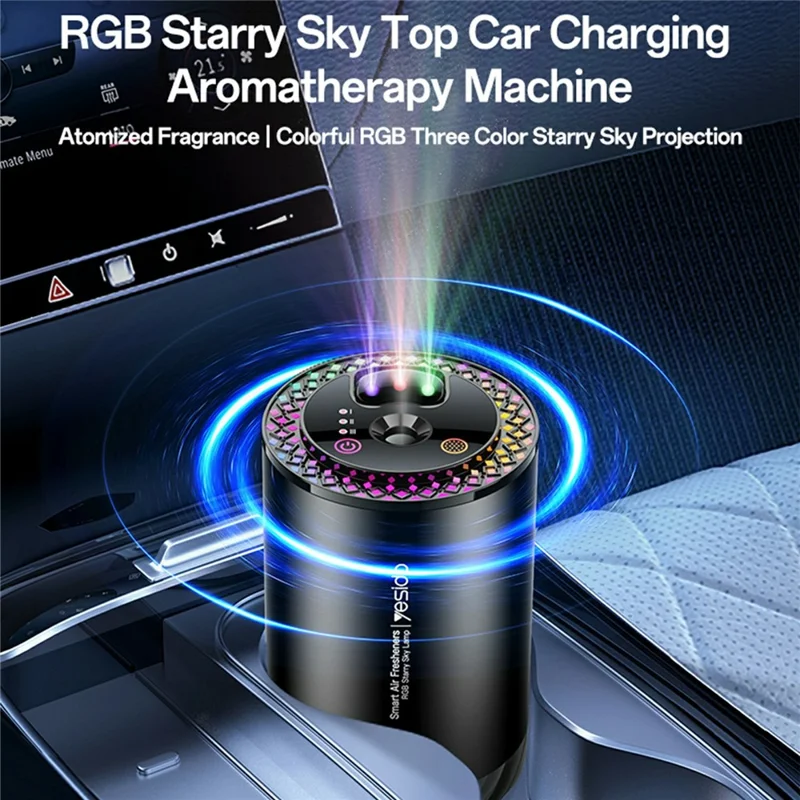 YESIDO VC14 Car Aromatherapy Diffuser Smart Air Freshener Rechargeable RGB Starry Sky Ambient Lamp