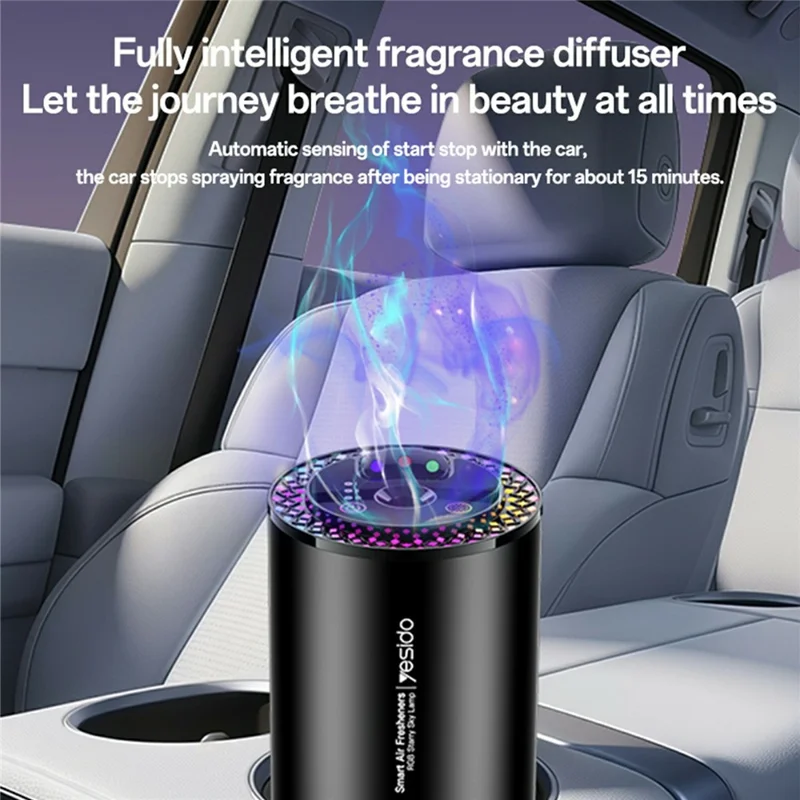 YESIDO VC14 Car Aromatherapy Diffuser Smart Air Freshener Rechargeable RGB Starry Sky Ambient Lamp