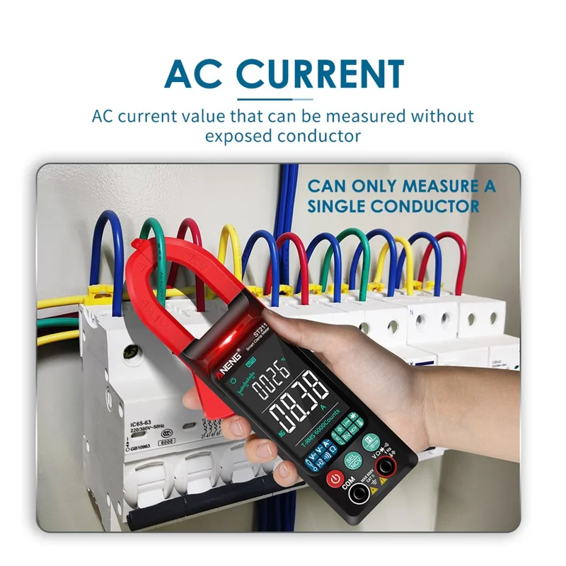 ANENG ST211 Multimetro digitale a pinza con schermo a colori grande 6000 conteggi Tensione CA/CC Corrente Tester - Rosso 