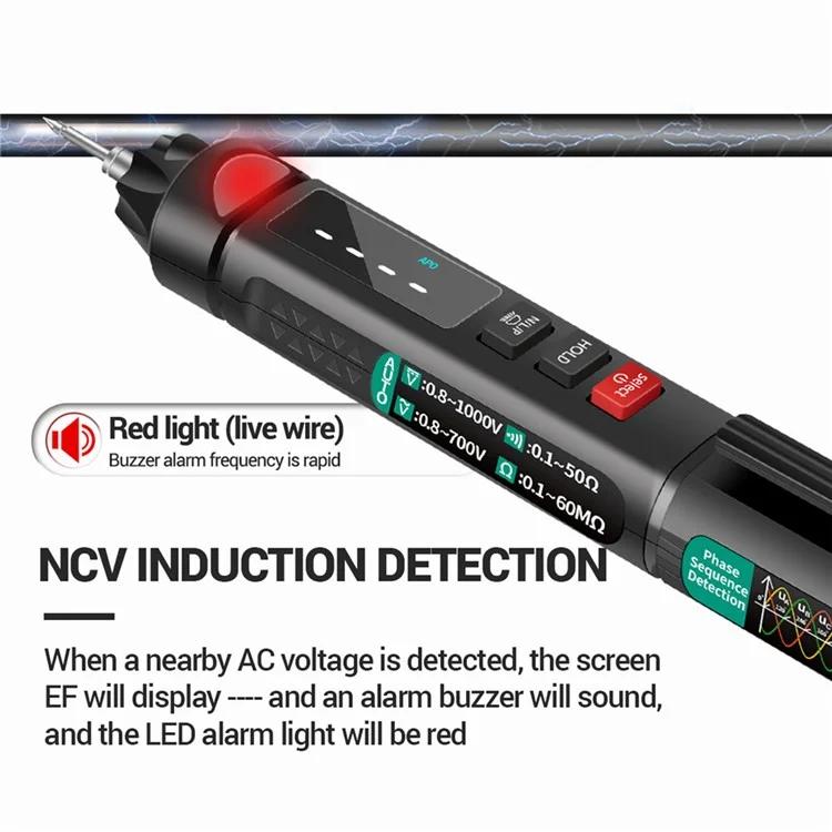 ANENG A3008 6000 Counts Voltage Meter Non Contact AC / DC LCD Display NCV Digital Multimeter Pen