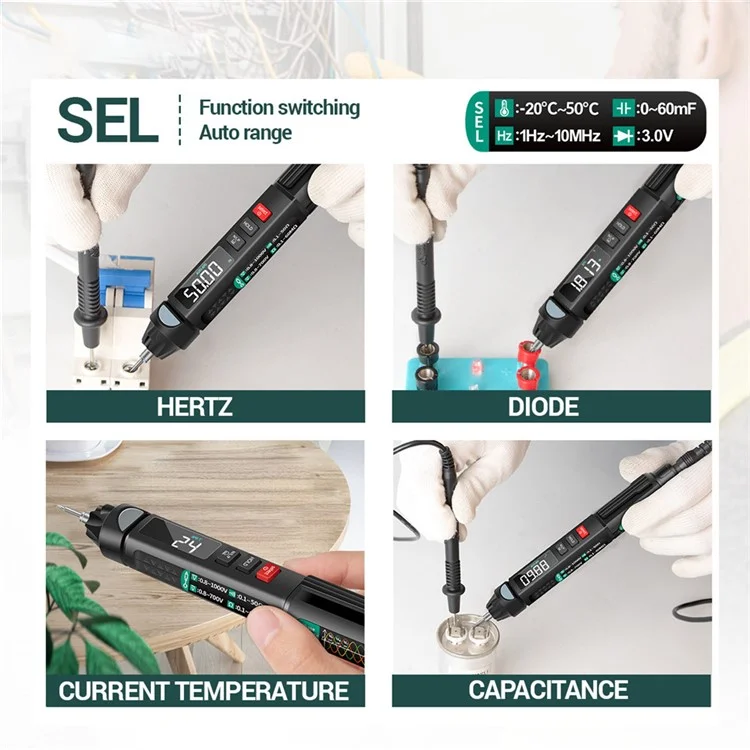 ANENG A3008 6000 Contagens de Tensão on Non Contate AC / Display LCD DC Pen Multímetro Digital NCV