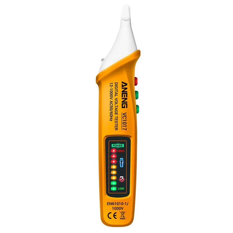 ANENG VC1017 Testeur de tension sans contact 12-1000V avec son et lumière, multimètre numérique AC - Jaune