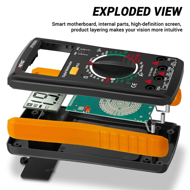 ANENG DT9205A Multifunktionaler HD Digital True RMS-Multimeter AC/DC-Spannungsmessgerät - Orange