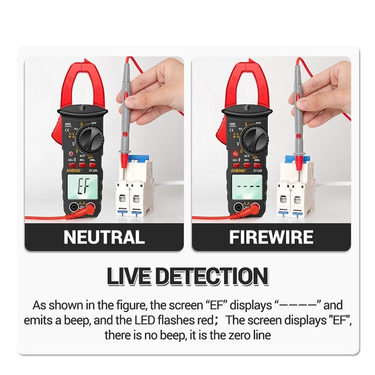 Aneng ST180 4000 Conds Medidor de Abrazadera Digital AC Corriente Multímetro de Voltaje de Voltaje - Rojo