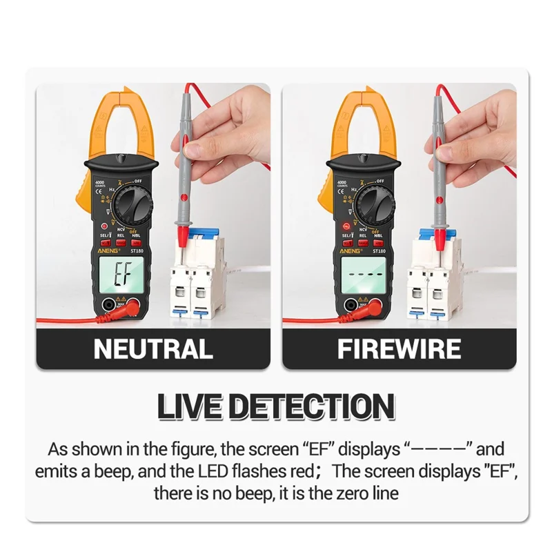 Aneng ST180 4000 Conteggi il Tester di Tensione Del Morsetto di Morsetto Digitale. - Giallo