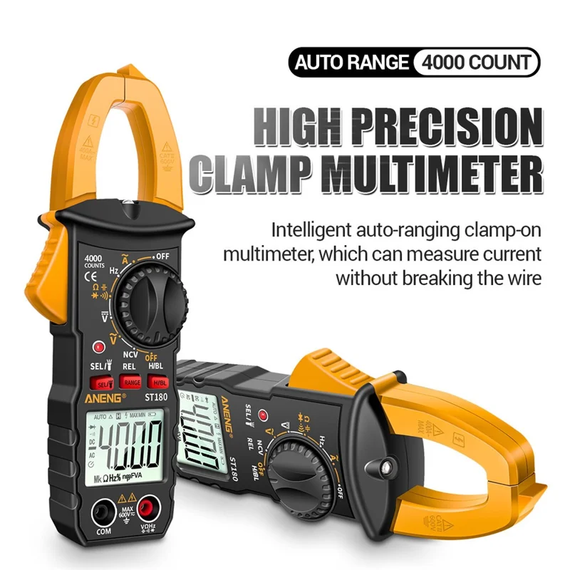 Aneng ST180 4000 Conteggi il Tester di Tensione Del Morsetto di Morsetto Digitale. - Giallo