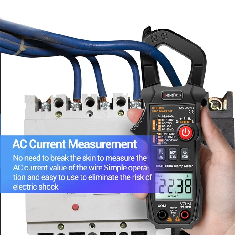 Aneng ST210 True RMS 6000 Zählt Professioneller Smart Clamp Multimeter DC/AC 600A Auto Digitalmesser Strom Tester - Schwarz