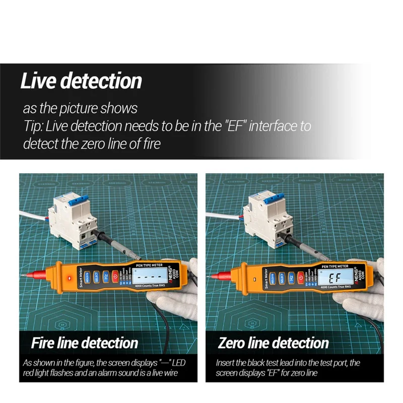 ANENG A3003 Digital Pen Auto Multimeter 4000 Counts Smart Meter with NCV AC/DC Voltage Resistance Capacitance Tester - Yellow