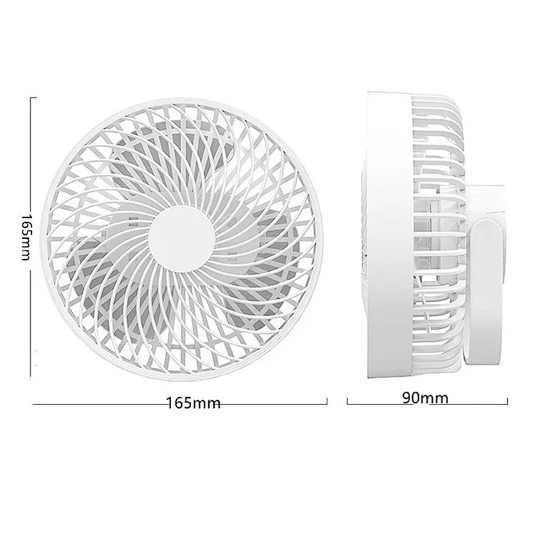 Ventilateur de bureau portable à 3 vitesses, réglable à 360 degrés, idéal pour le camping, chargement USB - Noir