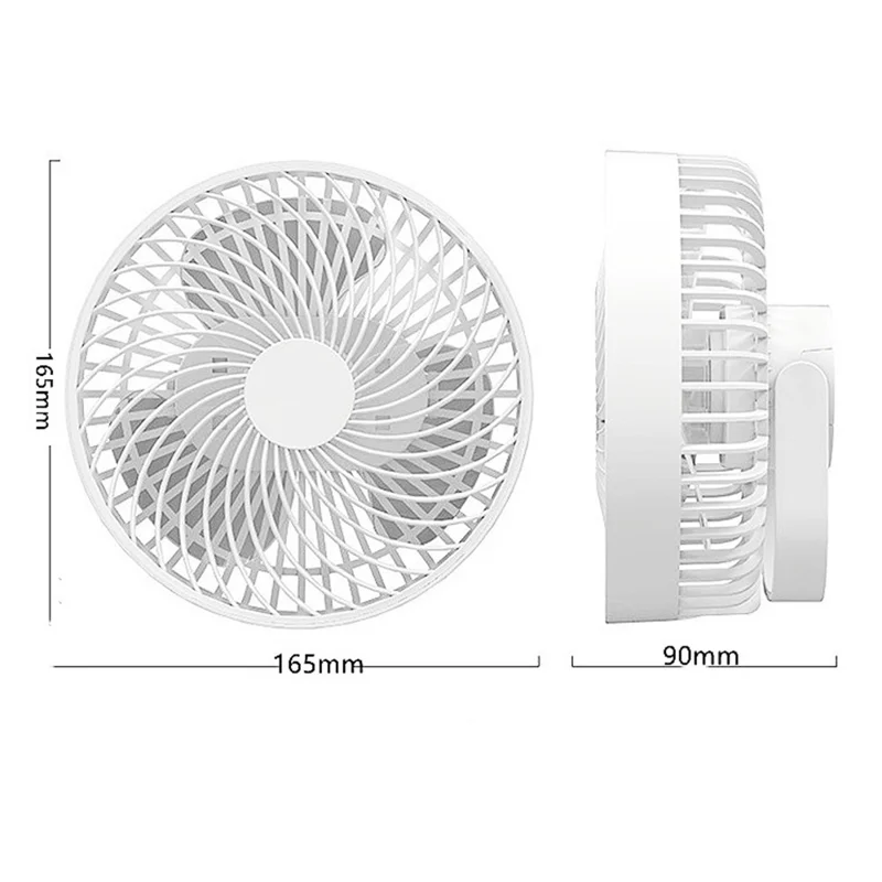 3 Gears Portable Desktop Fan 360 Degree Adjustable Camping Tent Fan USB Charging Ceiling Fan - White