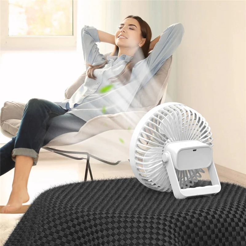 3 Gears Portable Desktop Fan 360 Degree Adjustable Camping Tent Fan USB Charging Ceiling Fan - White