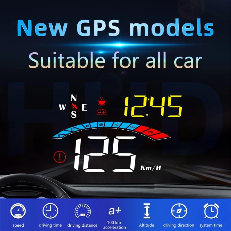 M16 Head-Up Display Universal Car Speedometer HUD Projetor LCD Display GPS Posicionamento