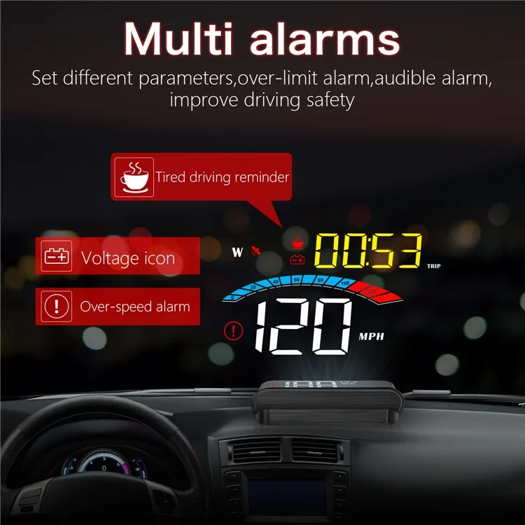 Exibição head-up M16 Velocímetro universal de carro Projetor LCD Posicionamento por GPS 