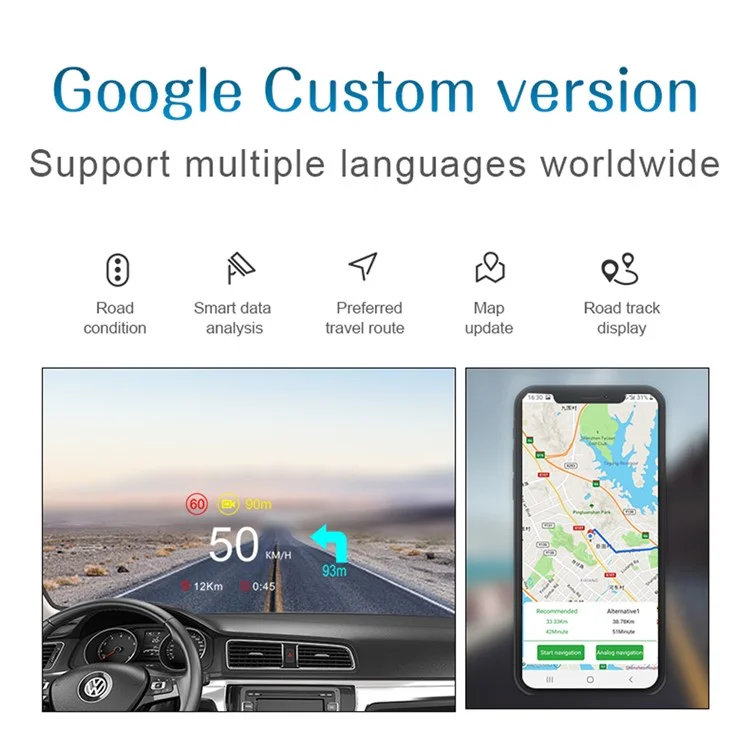 Écran tête haute intelligent universel pour voiture C2 Version de navigation Écran couleur IA intelligent 