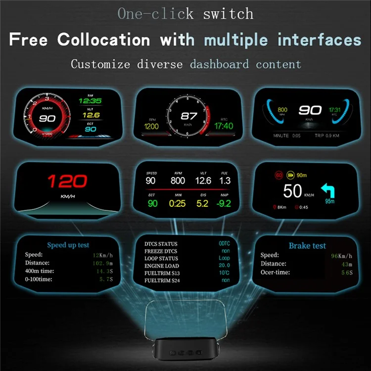 Écran tête haute intelligent universel pour voiture C2 Version de navigation Écran couleur IA intelligent 