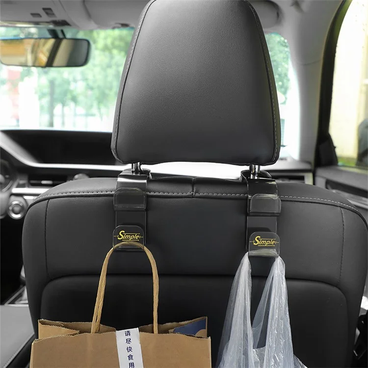 2Pcs Dual Hook Design Car Seat Back Hanging Hook Multi-functional Car Seat Headrest Hanger Holder - Transparent Black