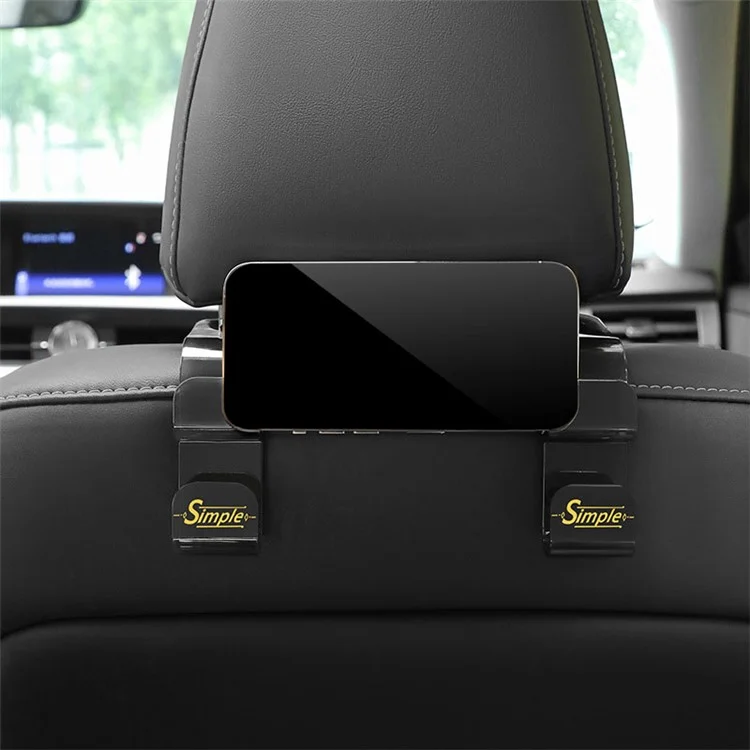 2Pcs Dual Hook Design Car Seat Back Hanging Hook Multi-functional Car Seat Headrest Hanger Holder - Transparent Black