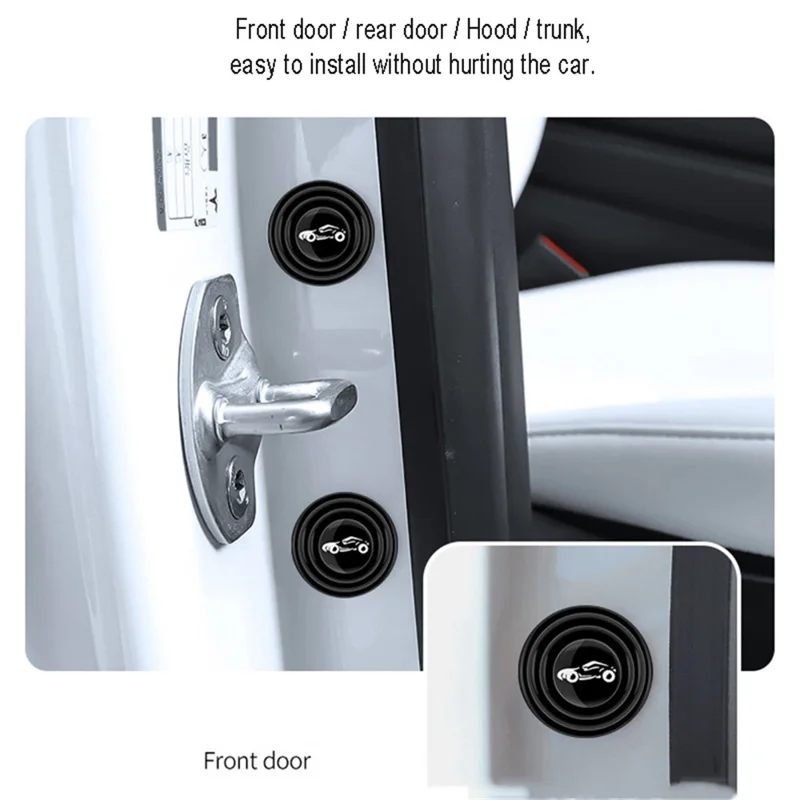 F40141 8Pcs Car Door Shock Absorber Car Door Protection Sticker Rubber Car Door Soundproof Crash Pad for Tesla Model 3 / Y