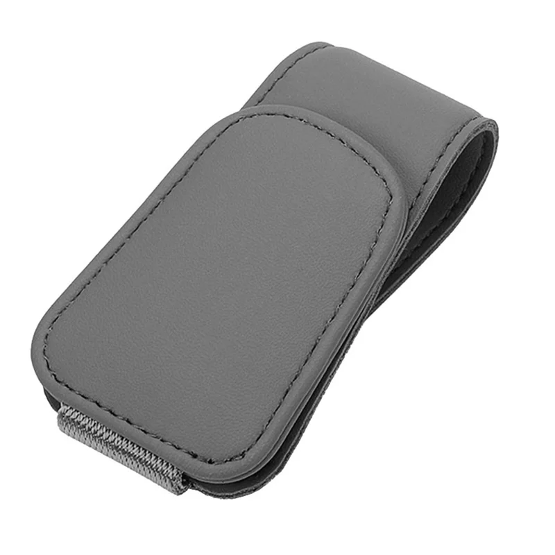 Car Sun Visor Sunglasses Holder Magnetic Microfiber Leather Glasses Eyeglass Hanger for Ticket, Card, Bill - Grey