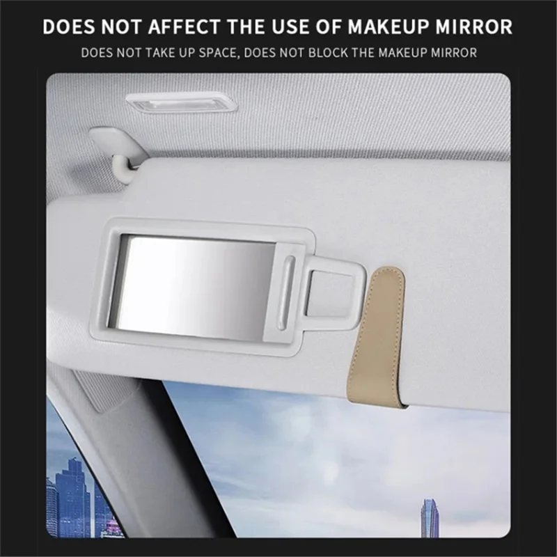 Car Sun Visor Sunglasses Holder Magnetic Microfiber Leather Glasses Eyeglass Hanger for Ticket, Card, Bill - Grey