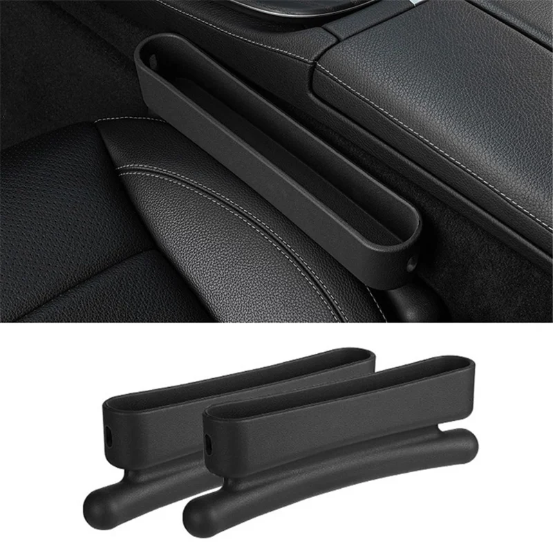 2Pcs ABS Car Seat Gap Filler Storage Box Multifunctional Phone Wallet Coins Holder Organizer - Black