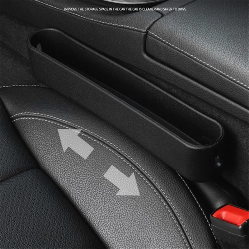 2Pcs ABS Car Seat Gap Filler Storage Box Multifunctional Phone Wallet Coins Holder Organizer - Black