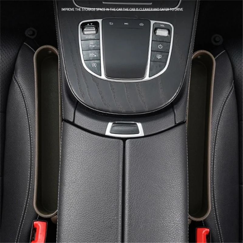 2Pcs ABS Car Seat Gap Filler Storage Box Multifunctional Phone Wallet Coins Holder Organizer - Black