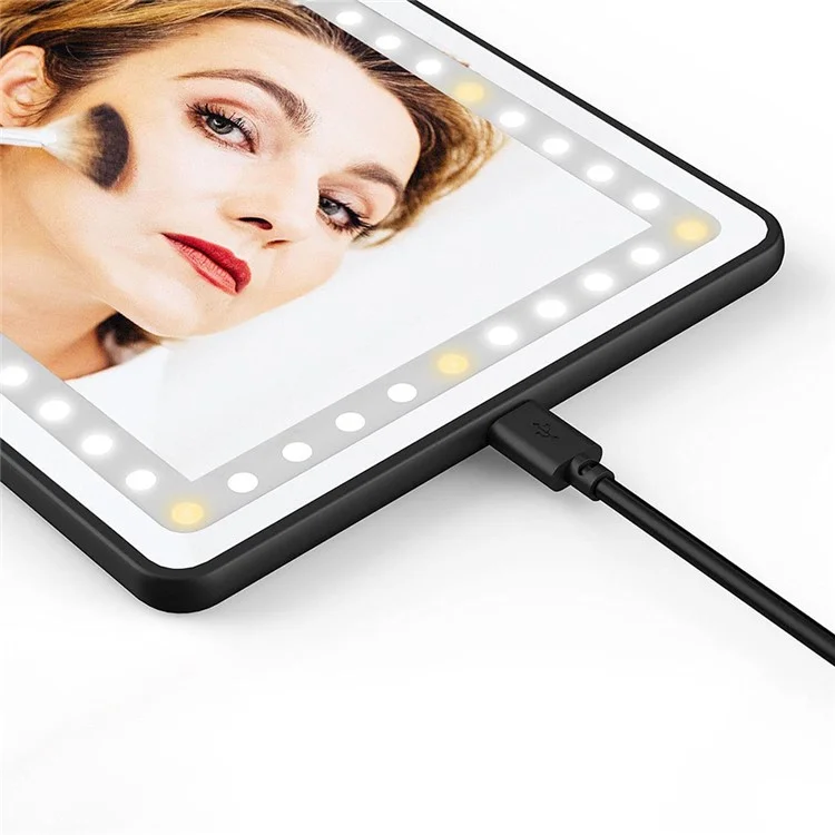 Miroir de courtoisie de pare-soleil de voiture USB rechargeable avec miroir de maquillage à écran tactile avec 3 modes d'éclairage - Noir