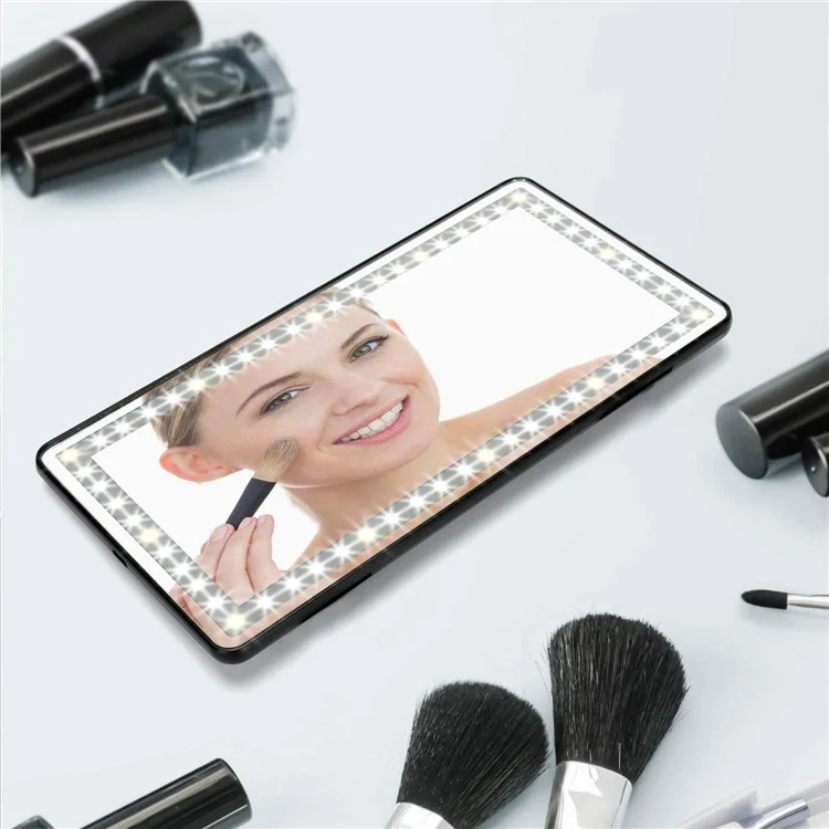 Miroir de courtoisie de pare-soleil de voiture USB rechargeable avec miroir de maquillage à écran tactile avec 3 modes d'éclairage - Noir