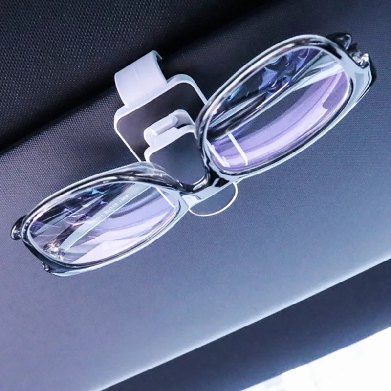 Sunglass Holder for Car Sun Visor Metal+ABS Eyeglass Hanger Clip Car Multi-Functional Glasses Mount Visor Organizer - Black+Red