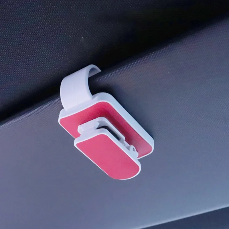 Sunglass Holder for Car Sun Visor Metal+ABS Eyeglass Hanger Clip Car Multi-Functional Glasses Mount Visor Organizer - Black+Red