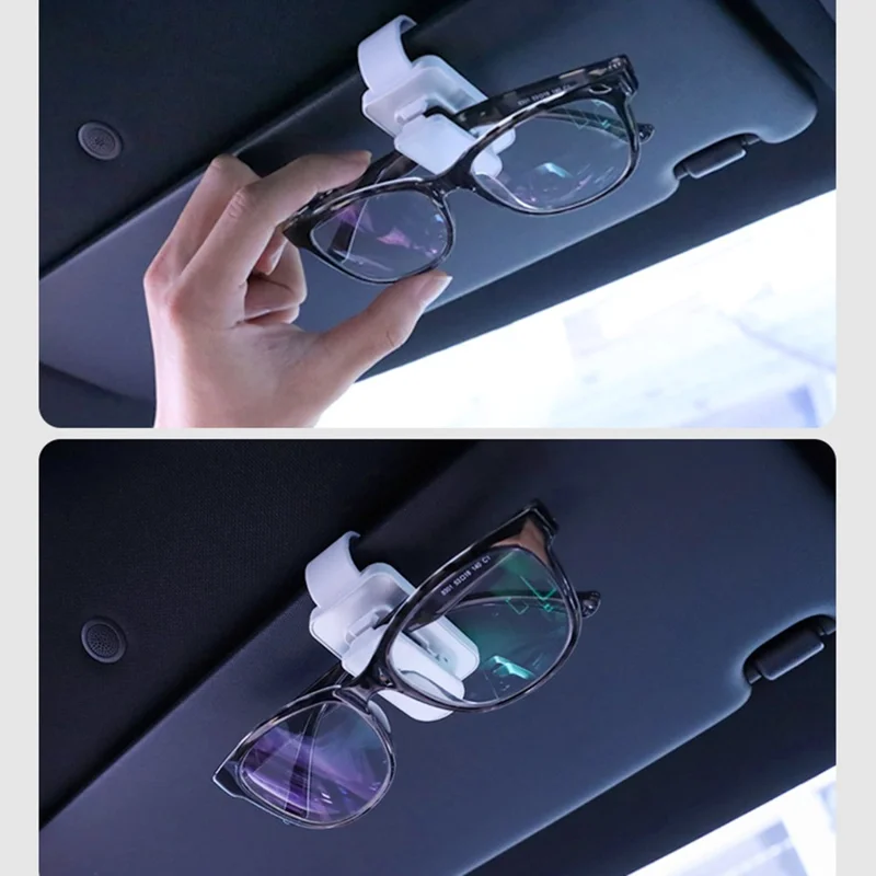 Sunglass Holder for Car Sun Visor Metal+ABS Eyeglass Hanger Clip Car Multi-Functional Glasses Mount Visor Organizer - Black+Red