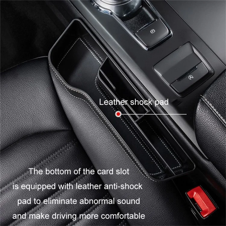 Boîte de rangement pour siège avant de voiture côté conducteur - Matériau en cuir / suède noir