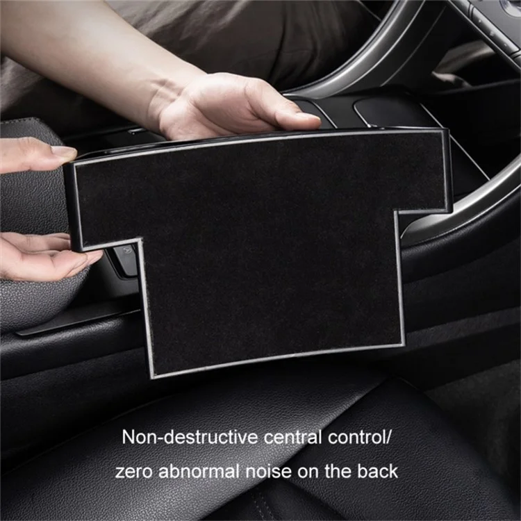Boîte de rangement pour siège avant de voiture côté conducteur - Matériau en cuir / suède noir
