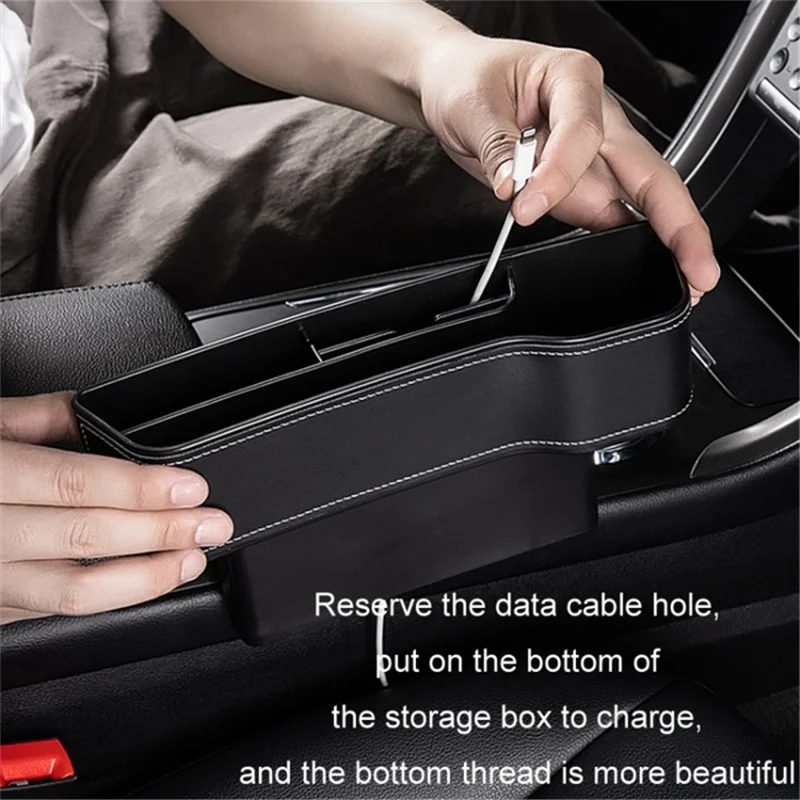 Passenger Side Car Front Seat Seam Storage Box Car Seat Gap Phone Drink Can Organizer - Red / Suede Material